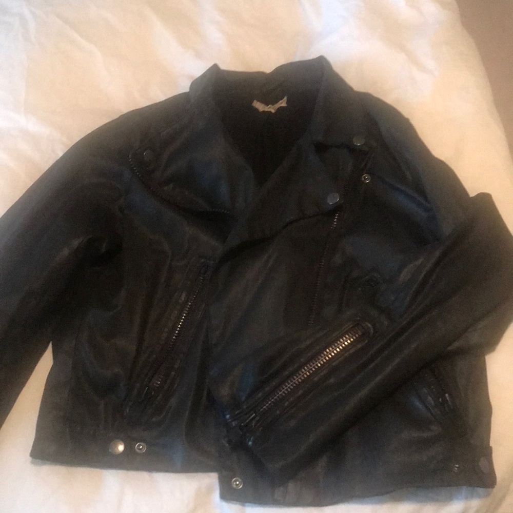 Black Faux Leather Biker Jacket